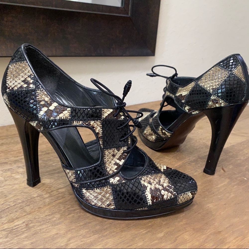 STUART WEITZMAN Snakeskin Leather Platform Heel Sandals Women’s Size 7